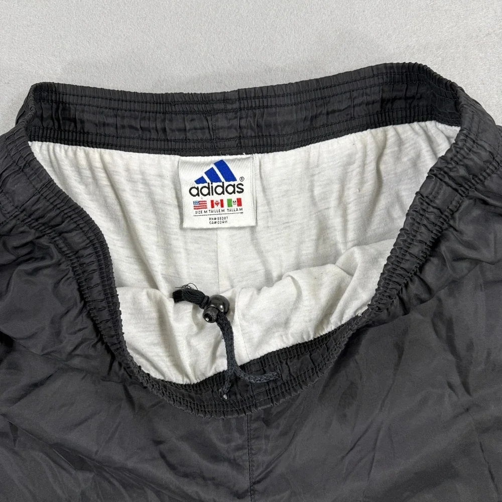Vintage Adidas Track Pant Men Medium Black Ankle Zip Windbreaker Gym Run Workout